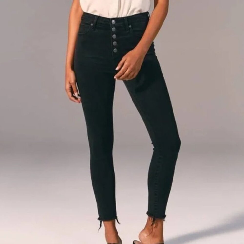 Abercrombie High Rise Super Skinny Ankle Jeans - Black - Size 27 Short